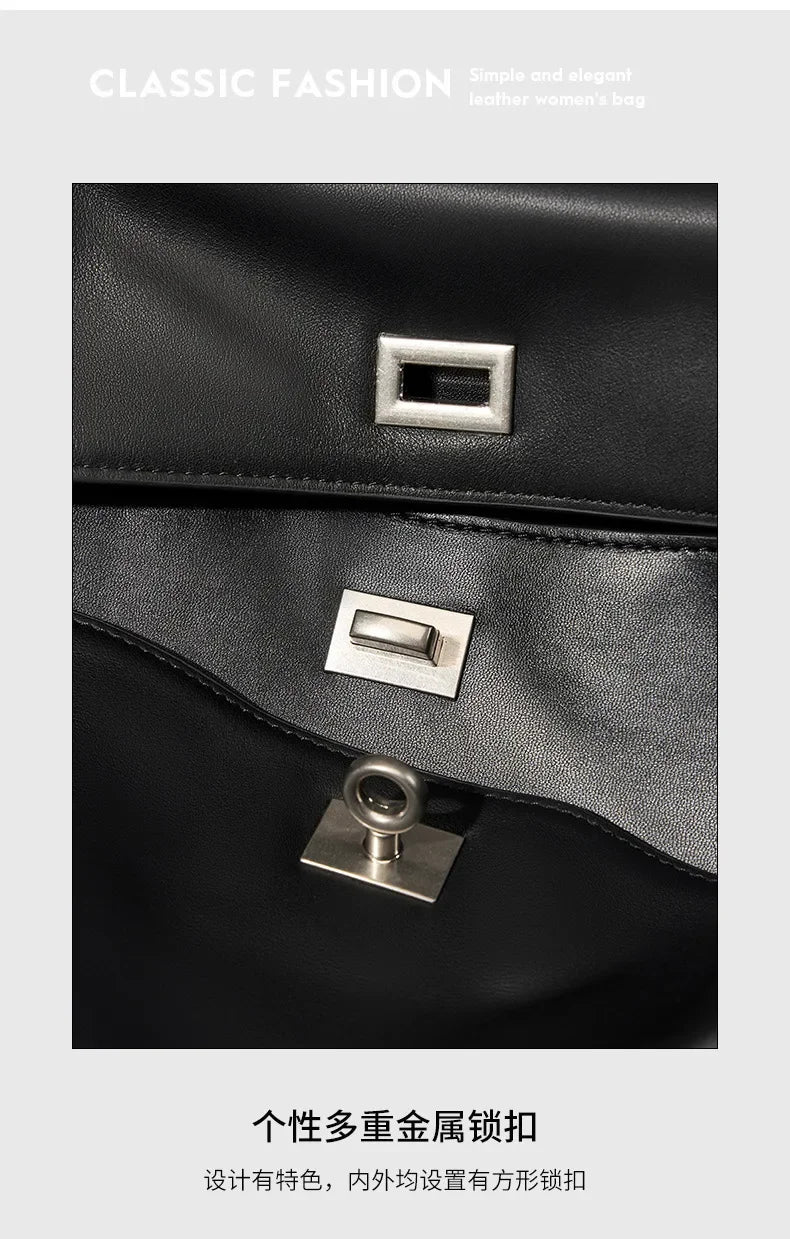 2025 New Luxury Tote Bag for Women Genuine Split Cow Leather Crossbody Shoulder Bag Top-Handle Work Lock Closure Underarm Purse