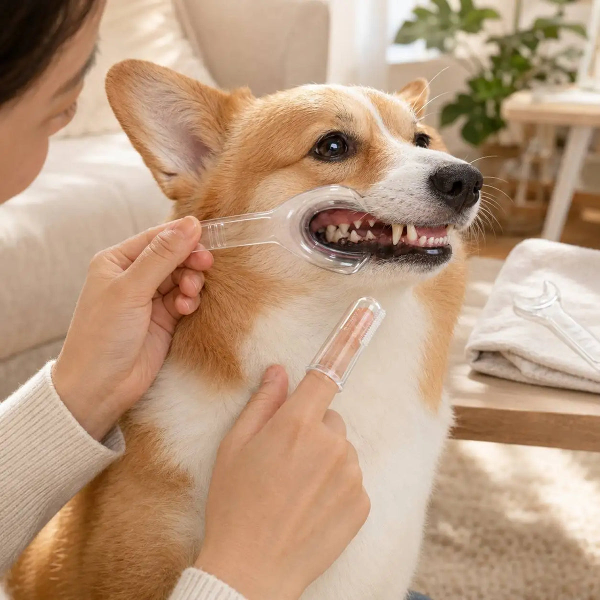 1 set of pet oral cleaning, soft silicone finger brush, suitable for dogs and cats, cleaning the teeth of puppies and kittens