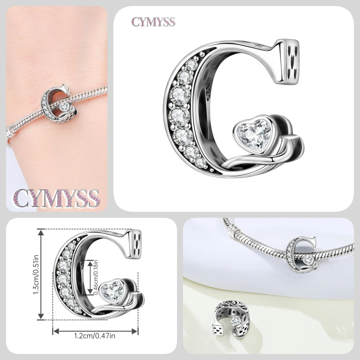 2026 New 925 Sterling Silver Zircon Scroll Grass Pattern 26 Letter Bead Charms for Women Fit DIY Bracelet Necklace Jewelry Gift