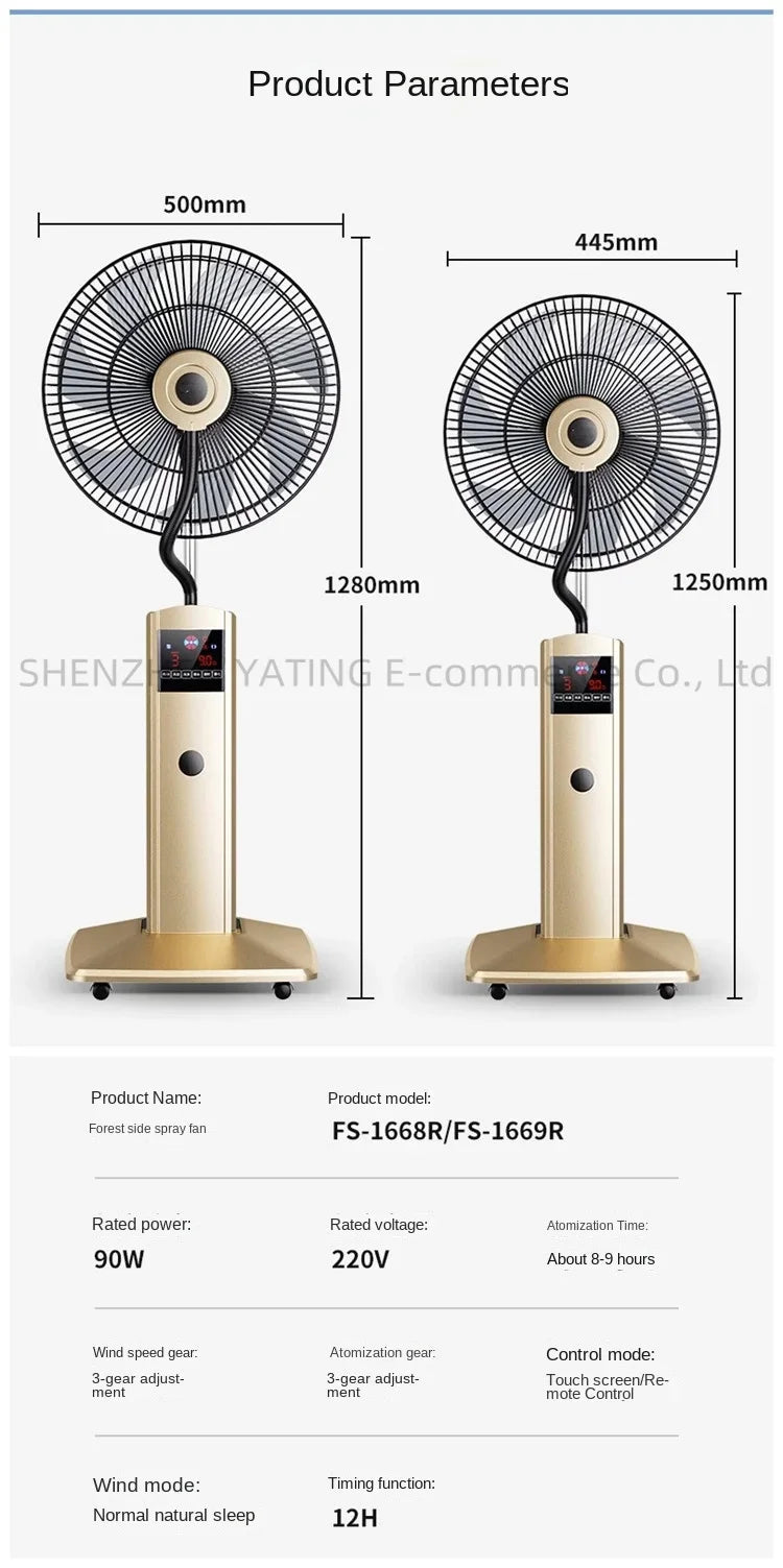 2025Spray Fan Landing Home Quiet Remote Control Humidification Cooling Shaking Industrial Blow Water Cooled Atomizing Electric F