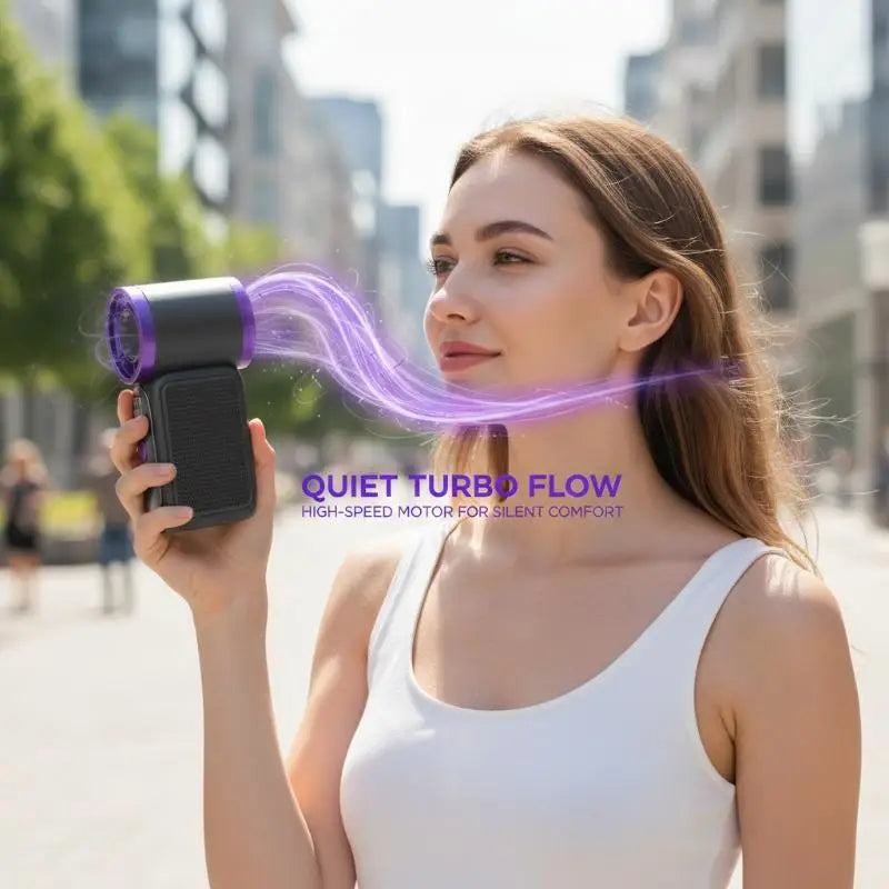 [Hot] 3600mAh Portable Mini Handheld Fan 3.5' Ultra High-Speed 16900 RPM With LED Display 6-Speed Cooling