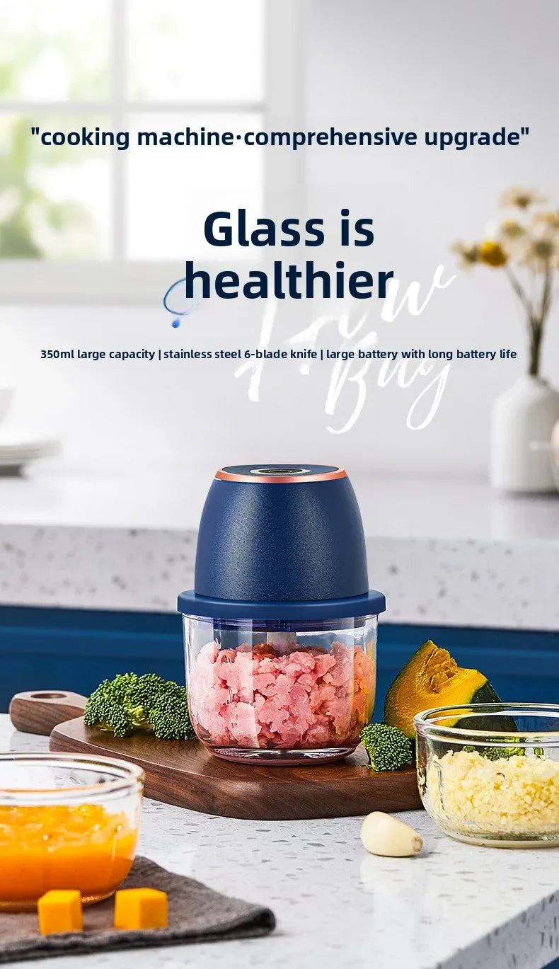 TINSOL 350ML Food Chopper Electric Meat Grinder Garlic Masher USB Multifunction Slicer Blender Kitchen Food Processor