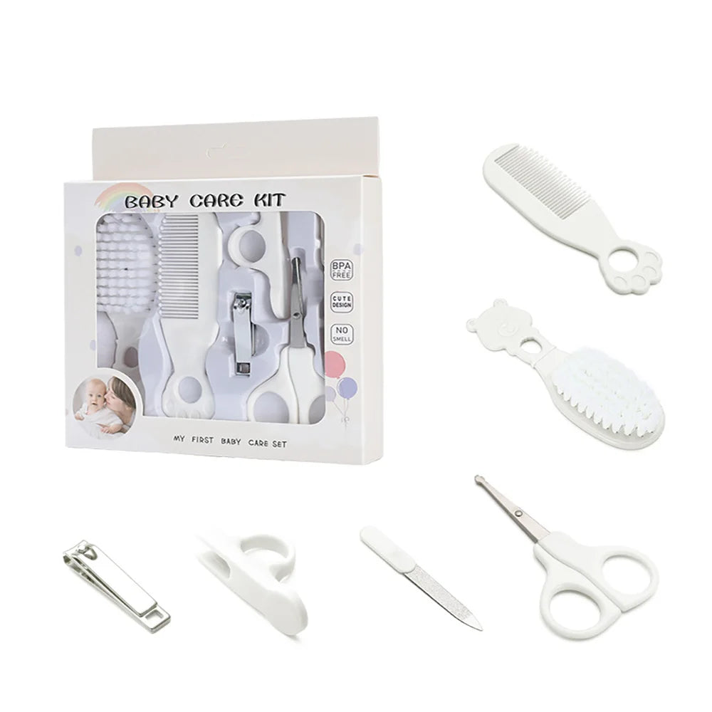 Baby Grooming Kit 6-Piece, Anti-Pinch Nail Clipper, Soft Hair Brush, Newborn Daily Care Comb, Great Helper for Mom