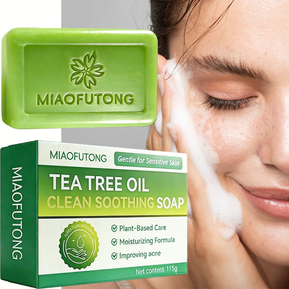 MIAOFUTONG Gentle for Sensitive Skin TEA TREE OIL ANTI-FUNGAL SOAP Plant-Based Care Moisturizing Formula Improving Acne