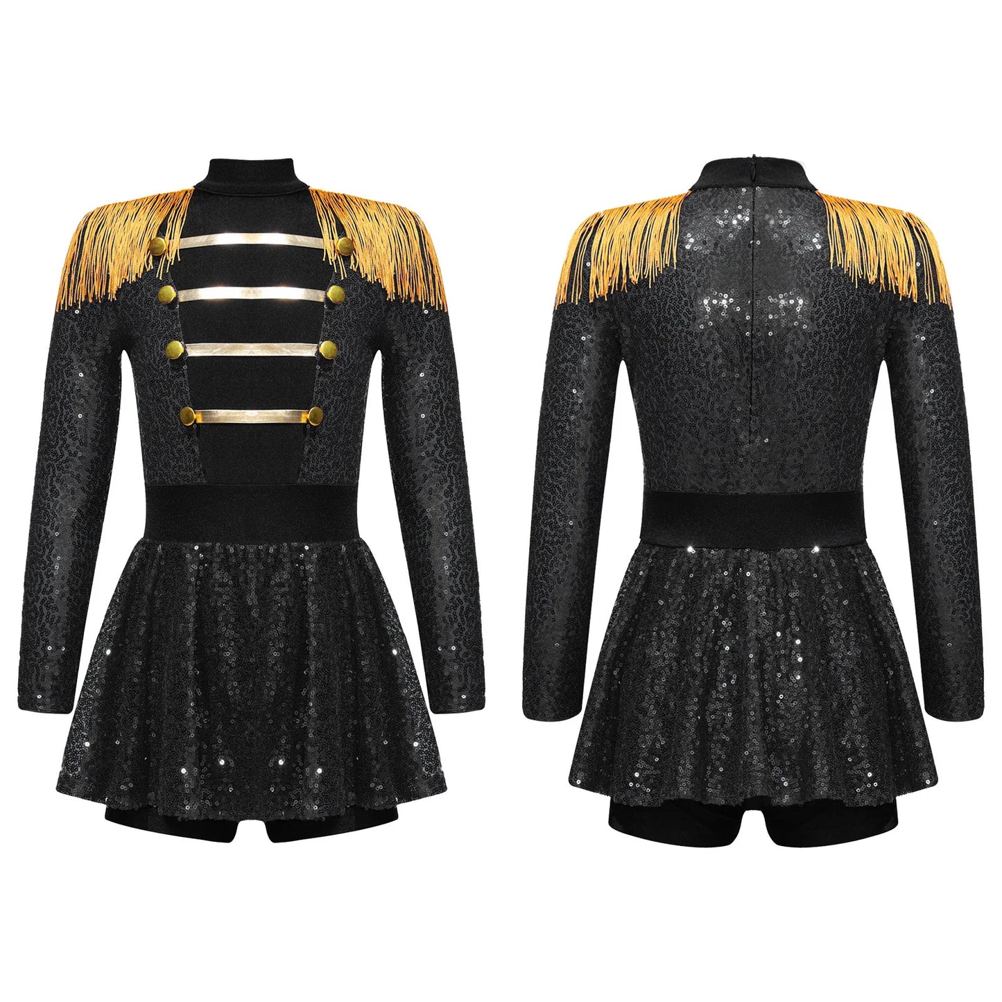 Halloween Costume Romper Circus Ringmaster Cosplay Carnival Party Shiny Sequins Leotard Dress Drum Majorette Magician Dress Up