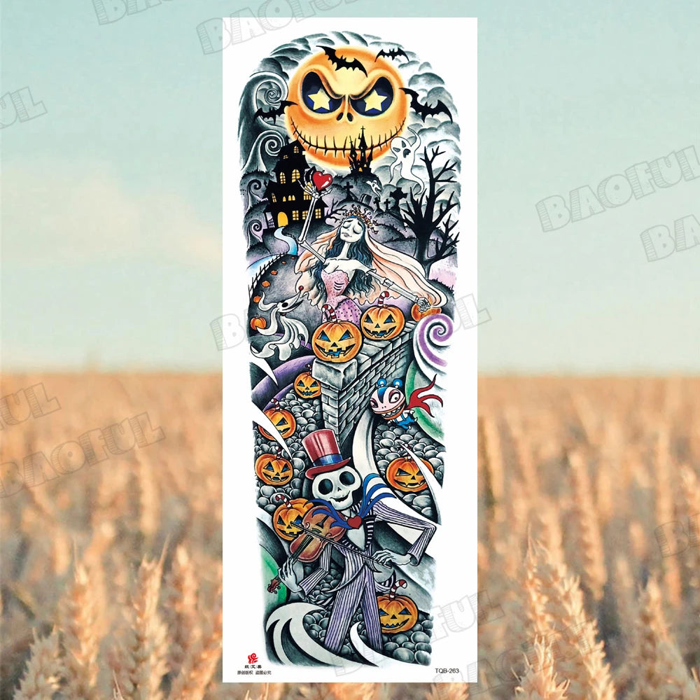 BAOFUL Full Arm Sleeve Temporary Tattoos For Women Men Realistic Wolf Lion Warrior Maori Fake Tattoo Stickers Thigh Leg Tatoos
