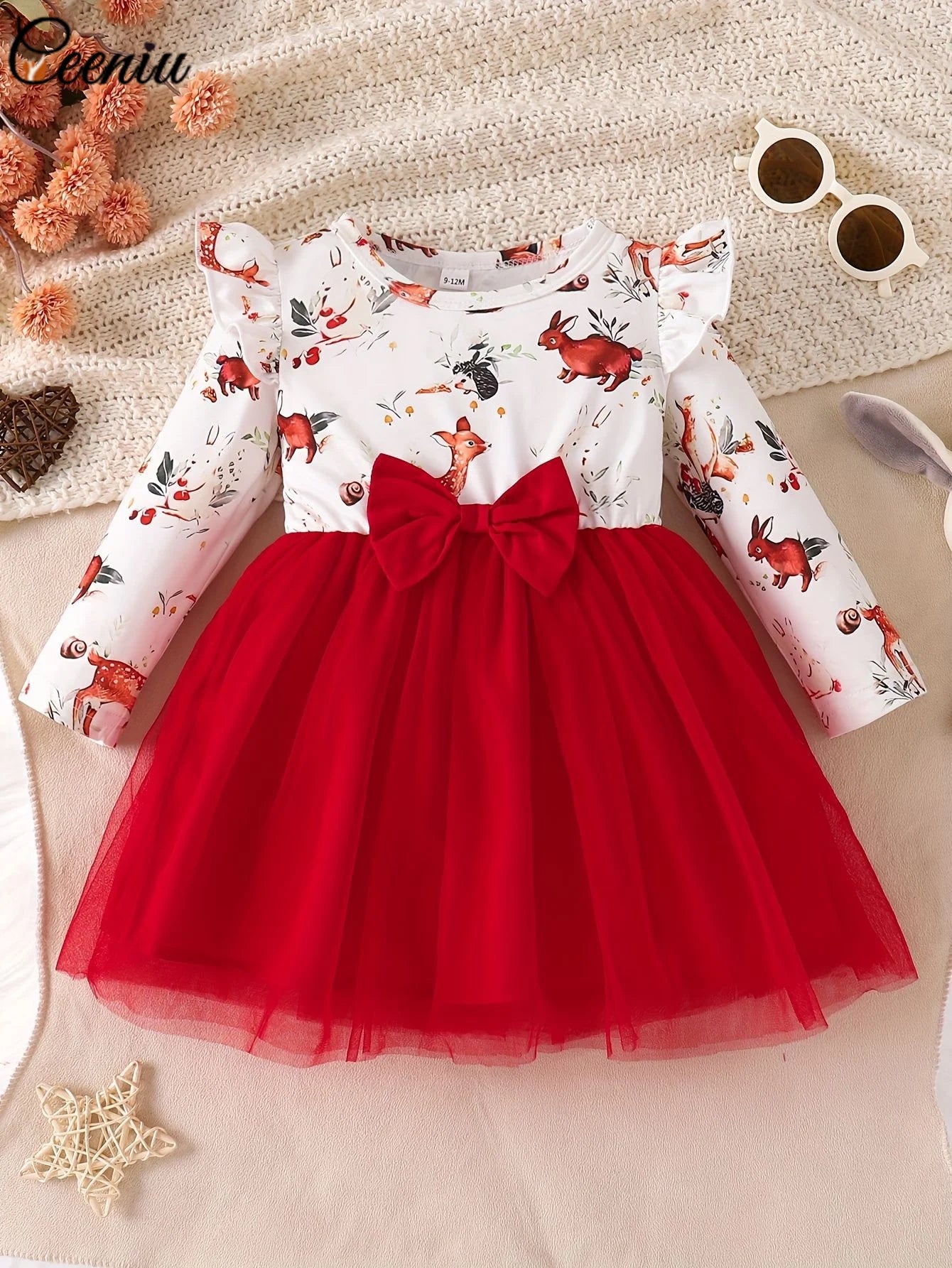 Baby Dress For New Year Green Tree Print Xmas Christmas Dress For Newborns Toddler My First New Year Girls Costumes