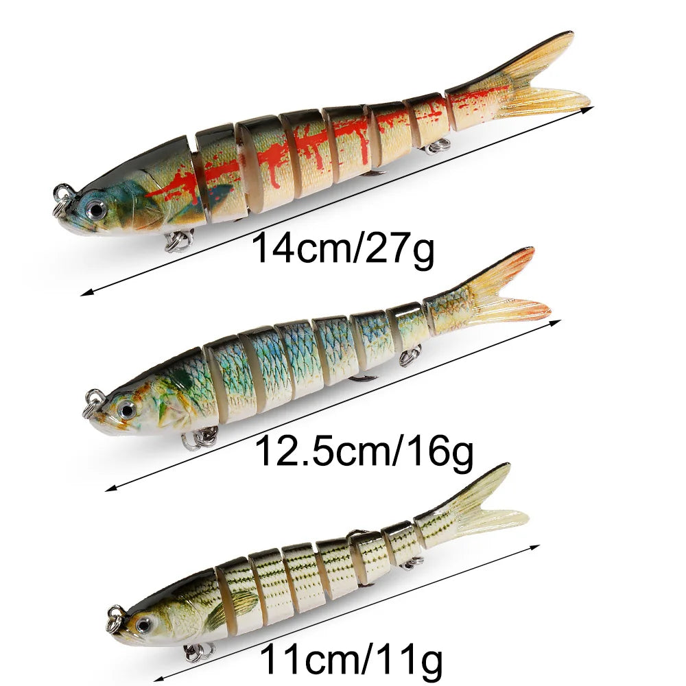 Swimbait 11g 16g 27g Joint Bait Slow Sinking Bionic Fish Swimming Pesca Bass Treble Hook Carp Fishing Tackle 8 Segment Hard Lure