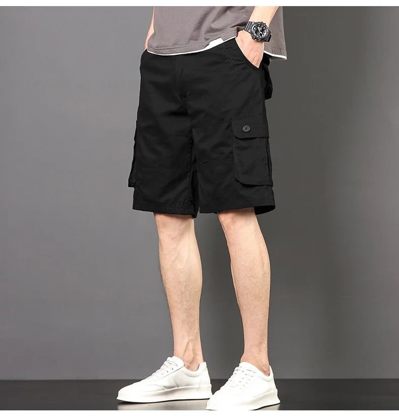 Summer Fashionable Sports Pure Cotton Straight Leg Multi-pocket Cargo Shorts Men's Casual Loose Plus Size High Quality Shorts