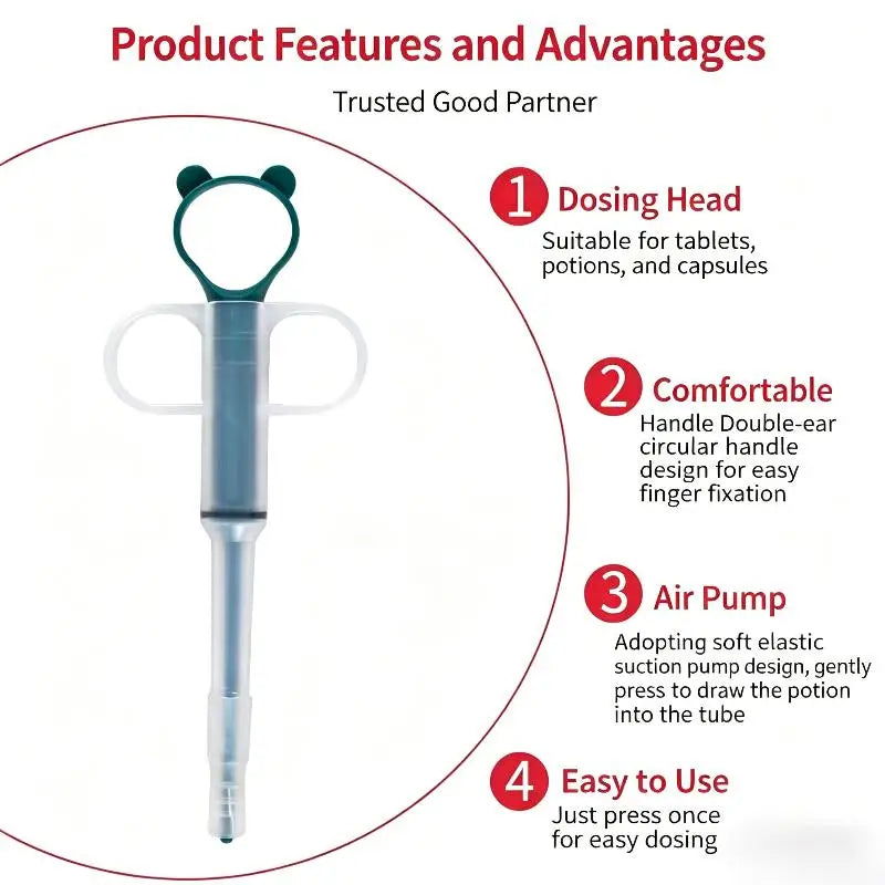 Pet Pill Dispenser  With Soft Tip, Cat Dog Medicine Dispenser Shooter With Ergonomic Plunger, Small Animal Feeding Tool