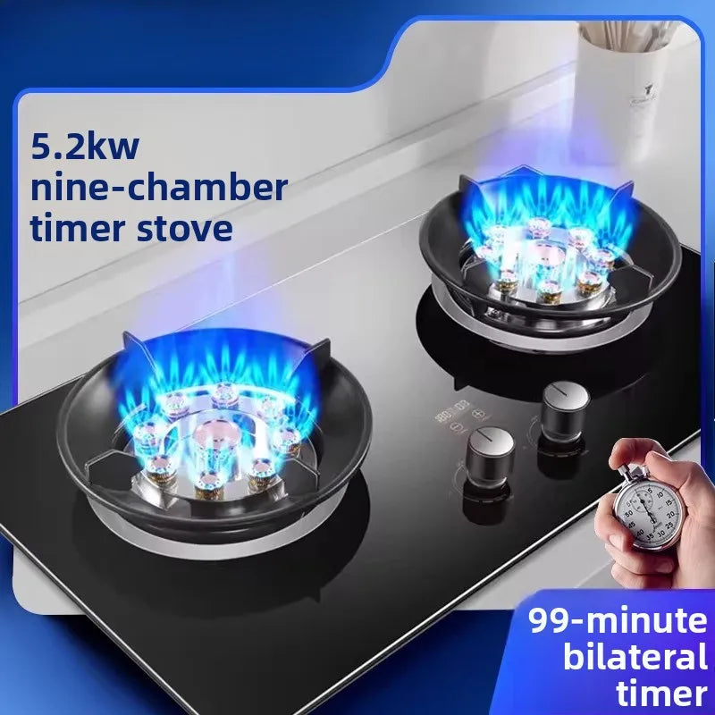 Gas stove, double burner, household LPG tabletop/natural gas stove, high-power built-in gas stove