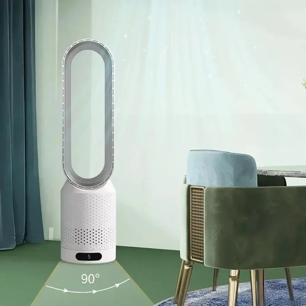 Smart Bladeless Fan 8 Gear Wind Speed Intelligent Timing 90° Shaking Head Remote Control Quiet Desktop Fan for Office Bedroom
