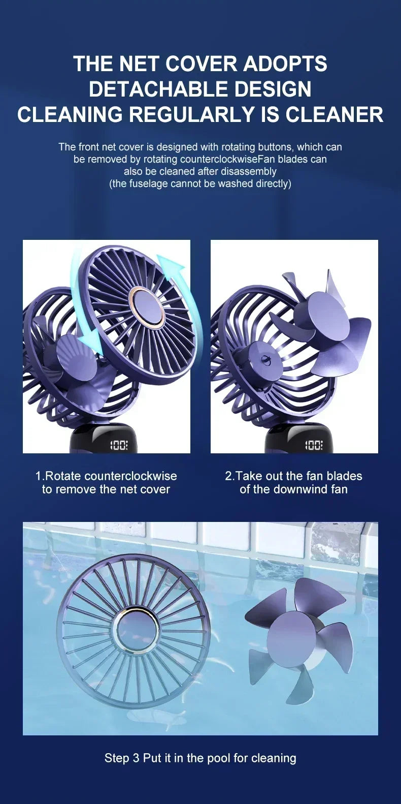 Folding Fan Mini Portable Hand-Held Fan Rechargeable Multifunctional Fan With Display Screen Neck Hanging Fans