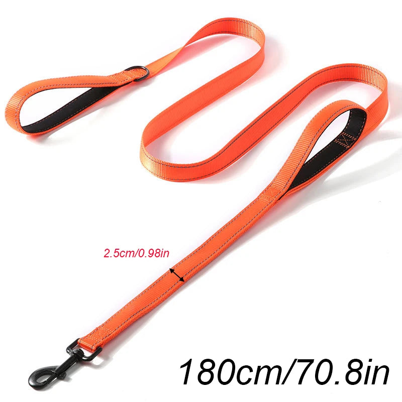 Dog Leashes Outdoor Travel Dog Training Chain Heavy Duty Double Handle Lead for Control Safety Nylon Dog Leash Training Control