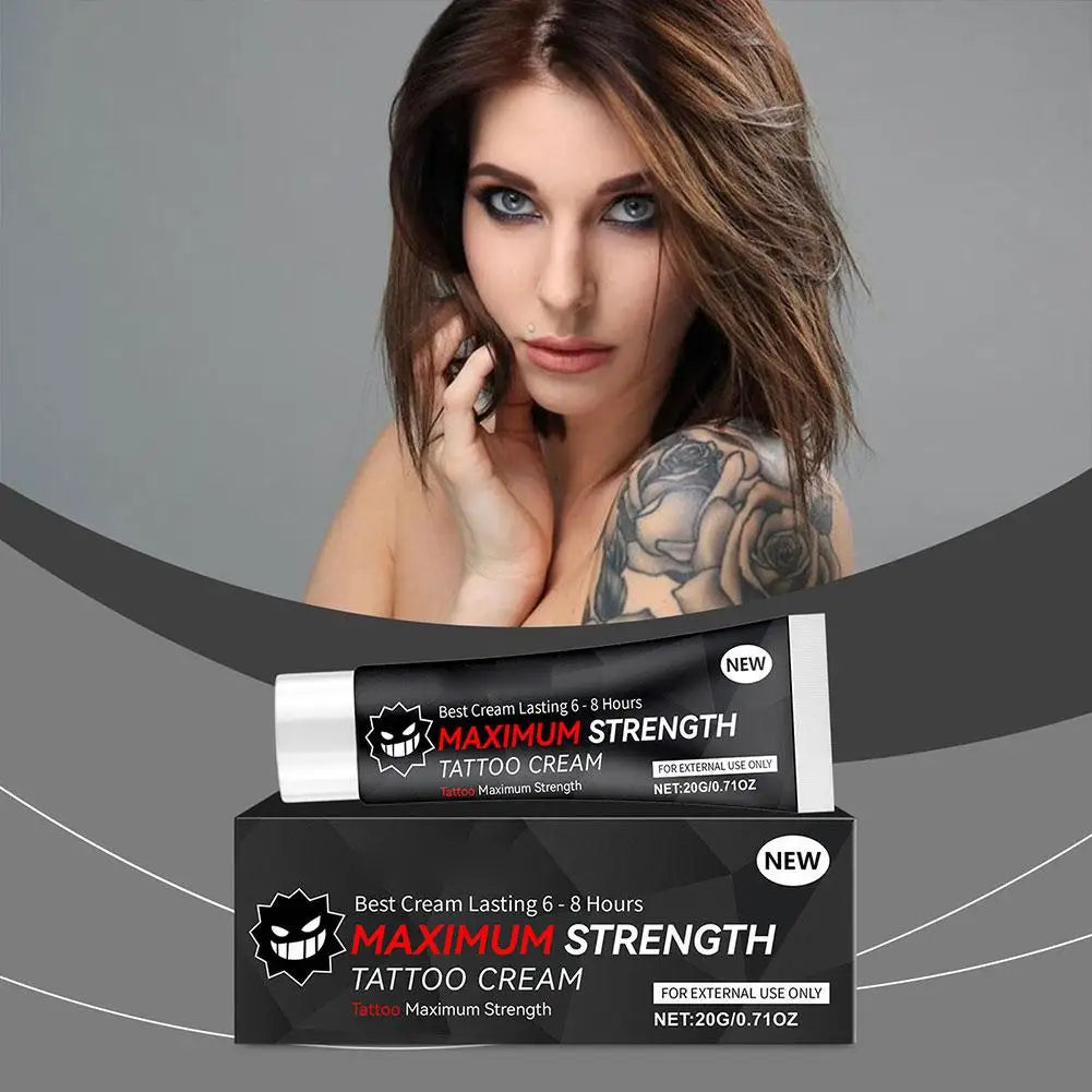20g Maximum Strength Tattoo Cream, 6-8 Hours Long-Lasting Formula, Pre-Permanent Makeup & Piercing Skin Care