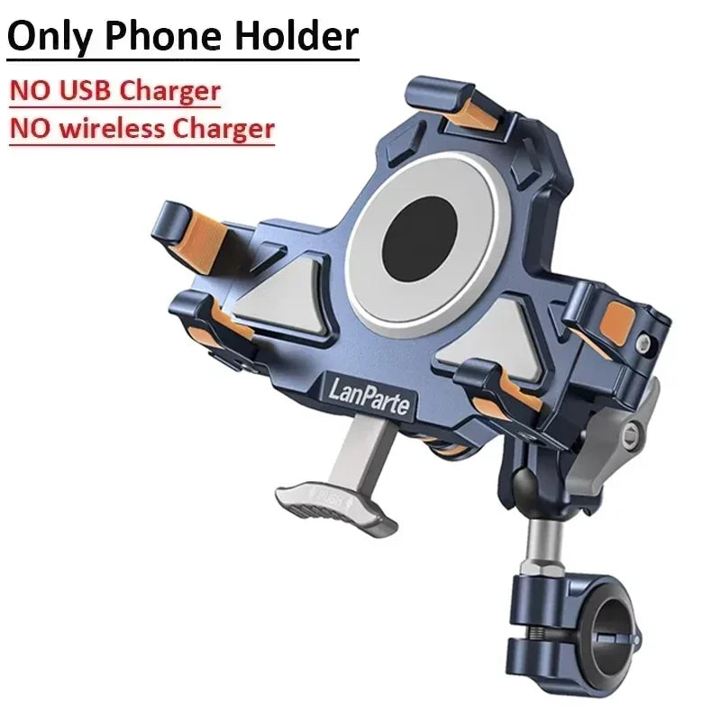 Motorbike Bicycle Bike Stand Metal Shockproof Motorcycle Phone Holder 4 Vibration Dampener 15W Wireless Charger Fast Charging