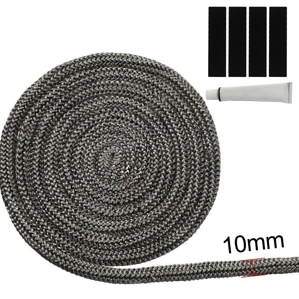 1set 6mm~25mm Fireplace Sealing Rope Wood Stove Door Gasket Rope Seal Replacement Black Gasket Tape Kit For Fireplace Oven