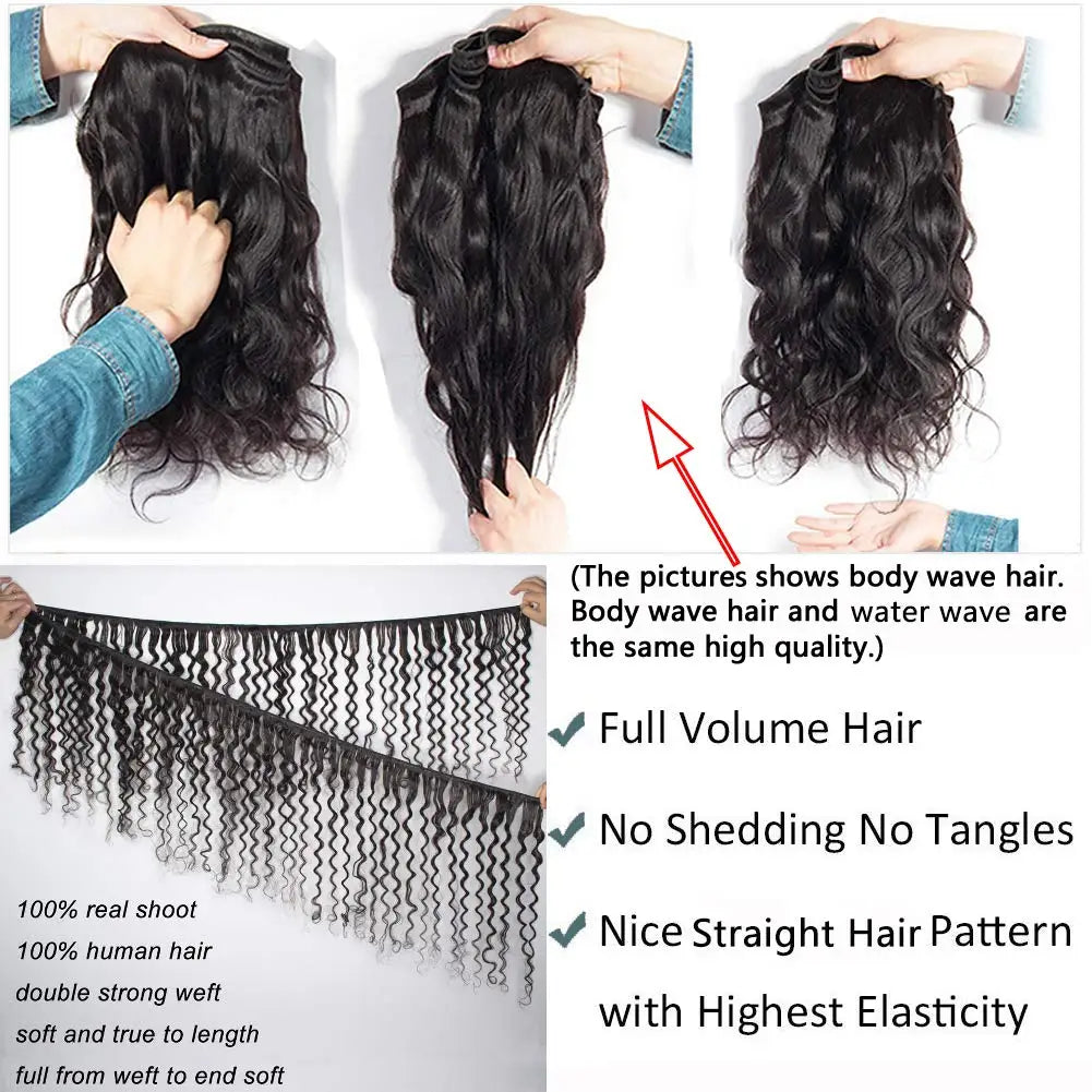 Water Wave Bundles Human Hair Extensions For Women Peruvian Hair Bundle Raw Virgin Hair Unprocessed Human Bundle Curly Hair