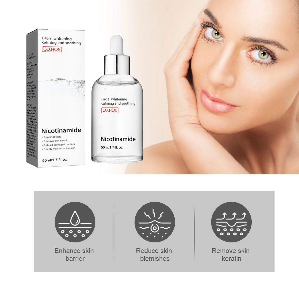 Nicotinamide Whitening Serum Lighten Acne Marks Shrinking Pores Improve Roughness Skin Brightening Moisturizing Facial Essence