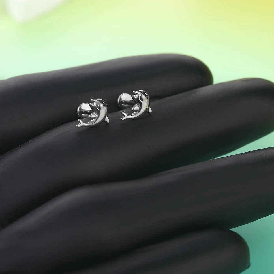 1/5PCS Titanium 16G Tragus Daith Helix Lobe Ear Piercing for Women Leaf Star Zircon Cartilage Stud Earring Piercing Jewelry Gift