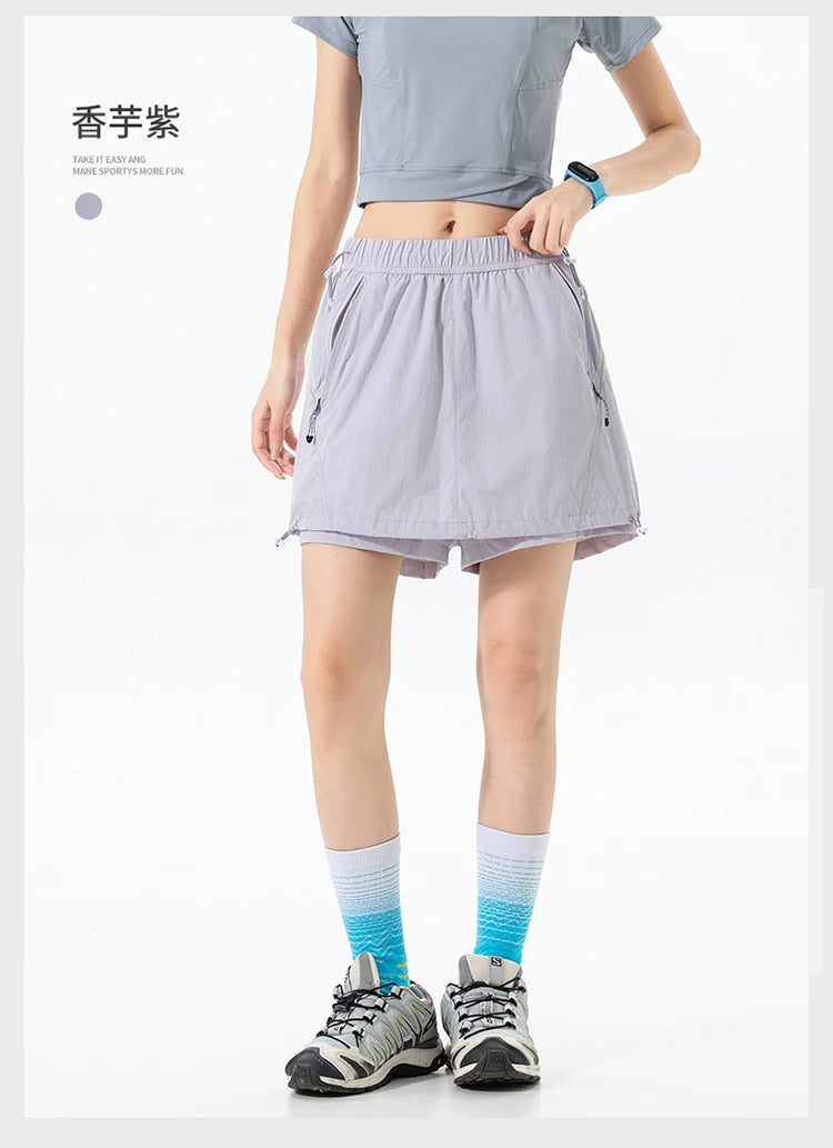 Outdoor Sport Skirts Shorts Women Summer Streetwear Hiking Lightweight Quick Dry Loose Casual Cargo Shorts Skirts