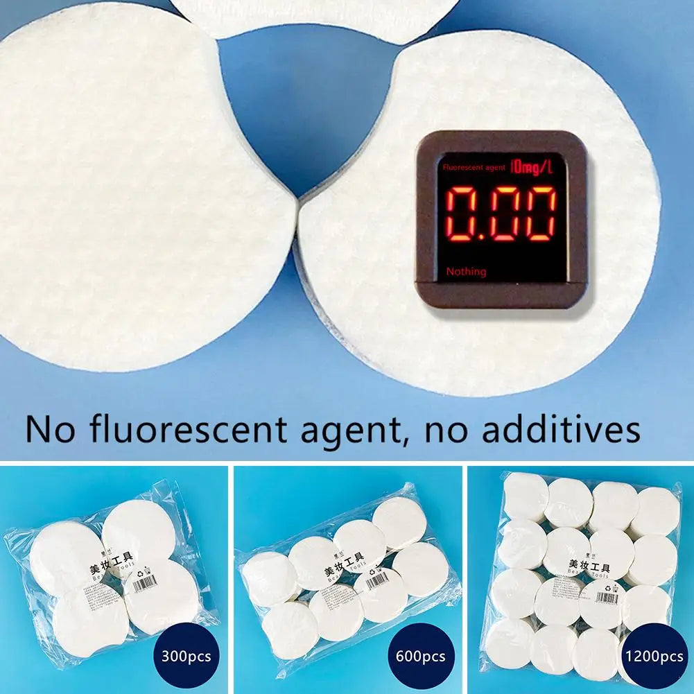 Cotton Pad Soft Absorbent Certified Organic Hypoallergenic Cotton Rounds - 300/600/1200 Count Premium Facial Makeup Removal Skin