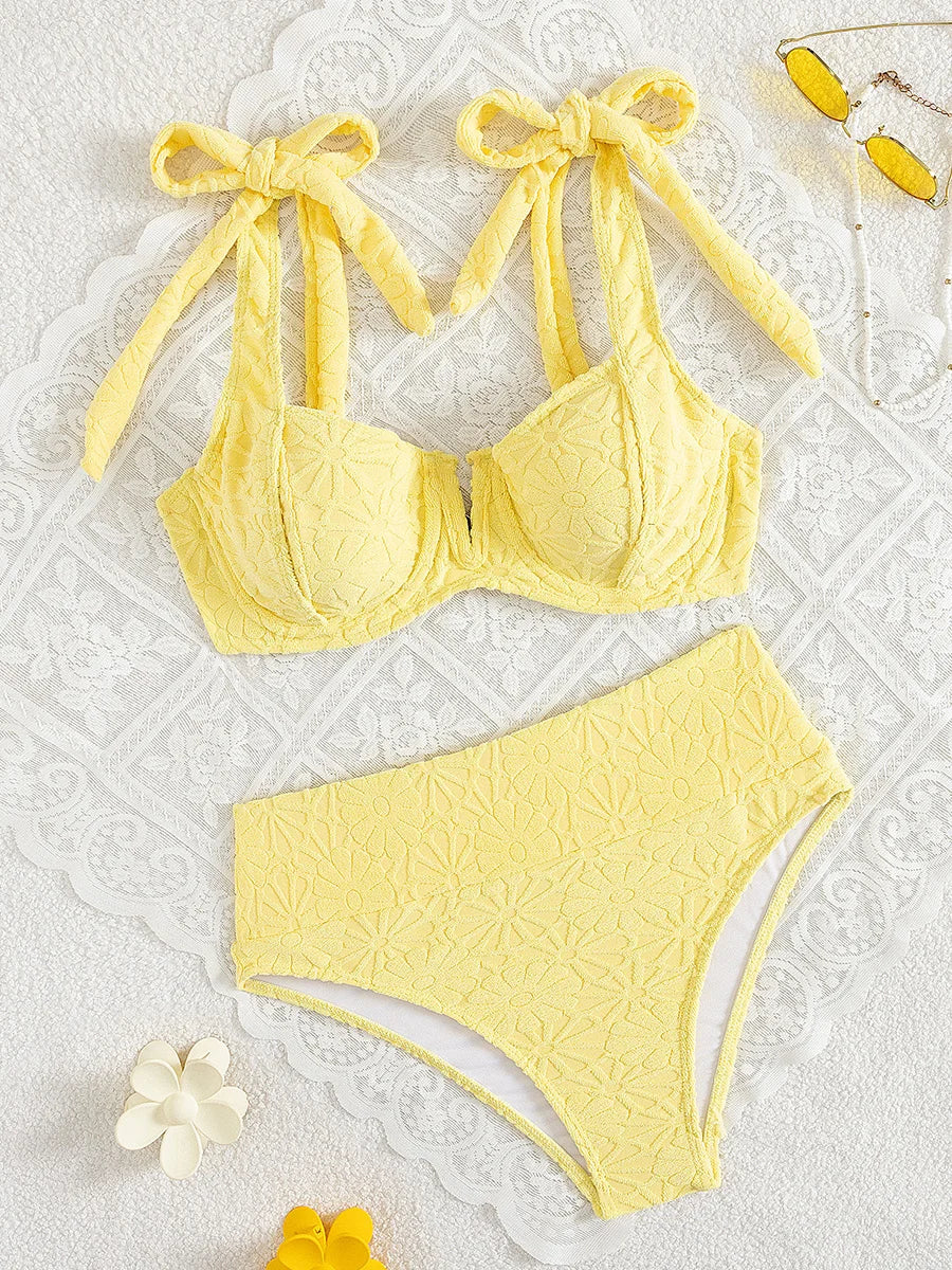 S - XL V Shaped Underwired High Waist Bikini Women Swimsuit Female Swimwear Two-pieces Bikini Set Bather Bathing Suit Swim Lady