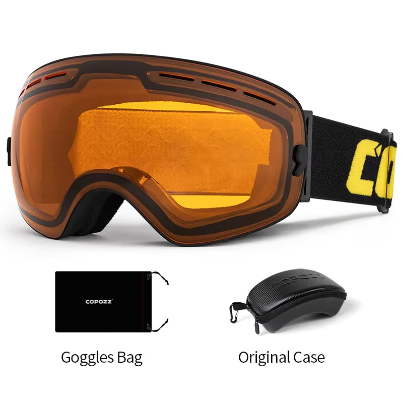 COPOZZ Brand Ski Goggles Men Women Snowboard Goggles Glasses For Skiing UV400 Protection Skiing Snow Glasses Anti-Fog Ski Mask
