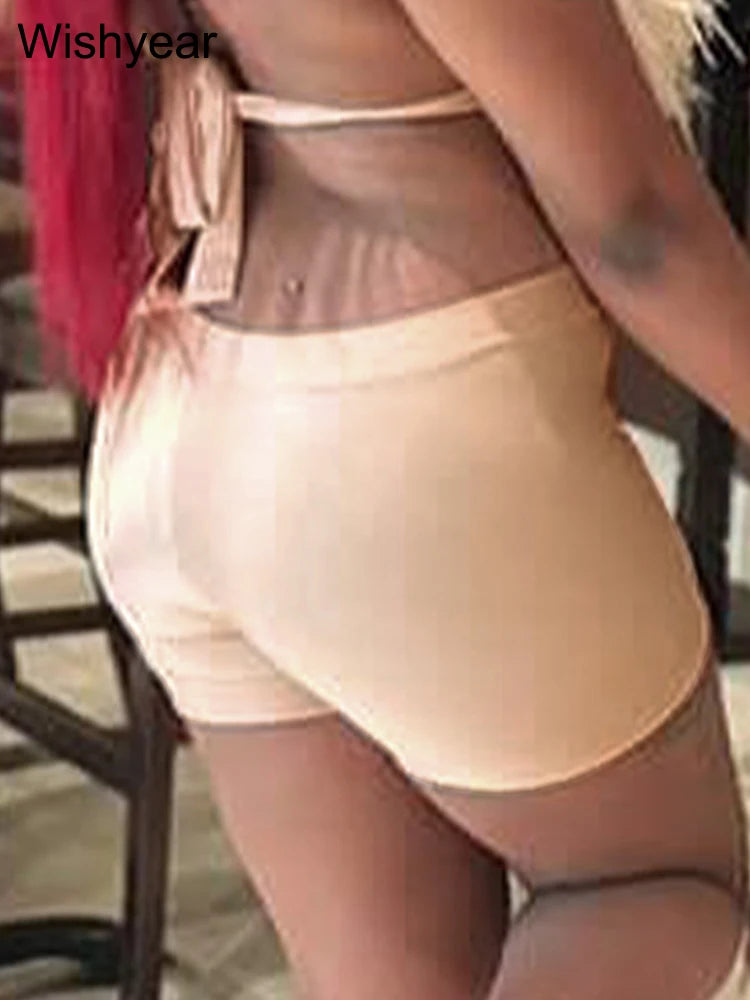 Trendy Night Club Women's High Shine Stretch Satin Hot Pants Sports Scrunch Shorts Workout Running Leggings Athletic Bottoms y2k