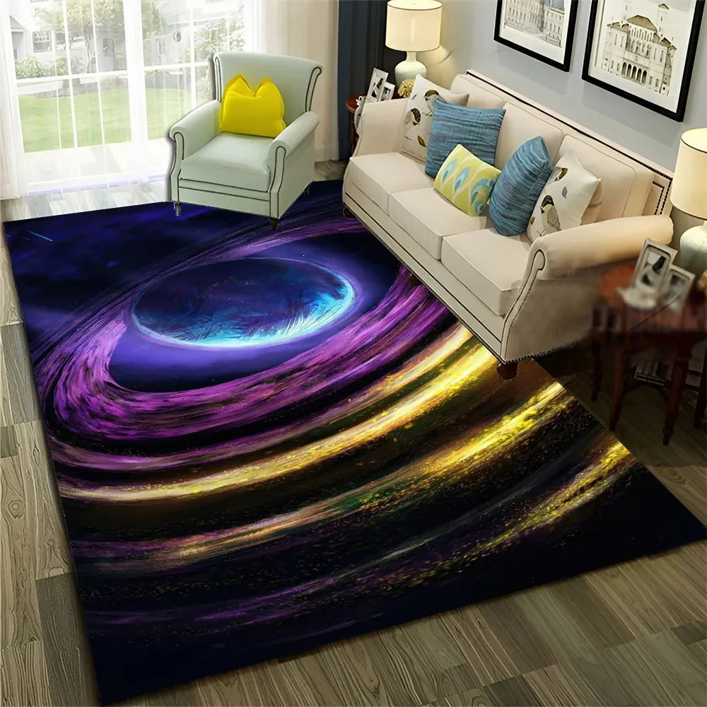 Galaxy Planet Star 3D Universe Space Carpet Rug for Home Living Room Bedroom Sofa Doormat Decor,Kid Area Rug Non-slip Floor Mat