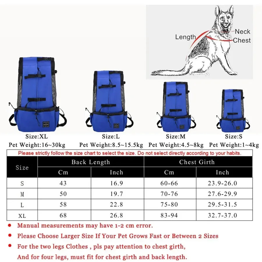 Breathable Large Dog Backpack Carrier - Durable Adjustable Outdoor Hiking Dog Bag Perfect for Large Golden Retriever & Bulldog