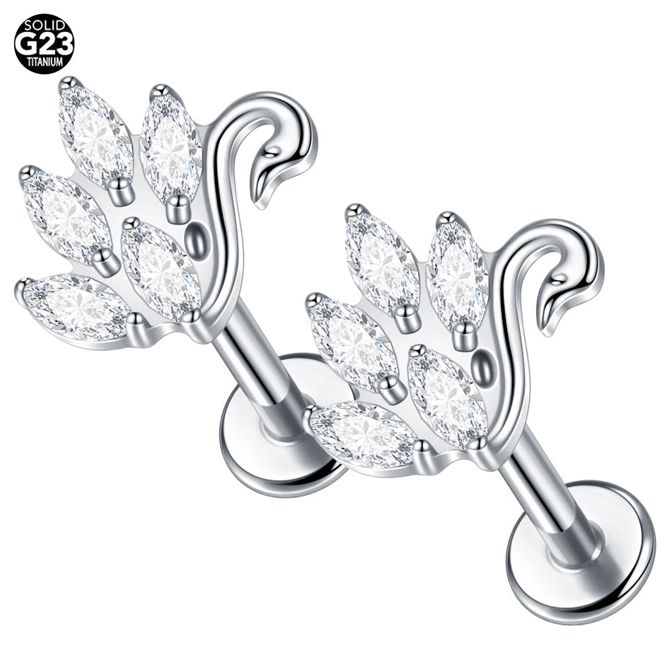 1/5PCS Titanium 16G Tragus Daith Helix Lobe Ear Piercing for Women Leaf Star Zircon Cartilage Stud Earring Piercing Jewelry Gift