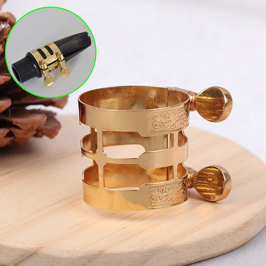 {QTG333} Double Screw Adjustment Saxophone Ligature Gold Color Copper Compact Durable For Alto Sax Saxophone Ligature Fastener