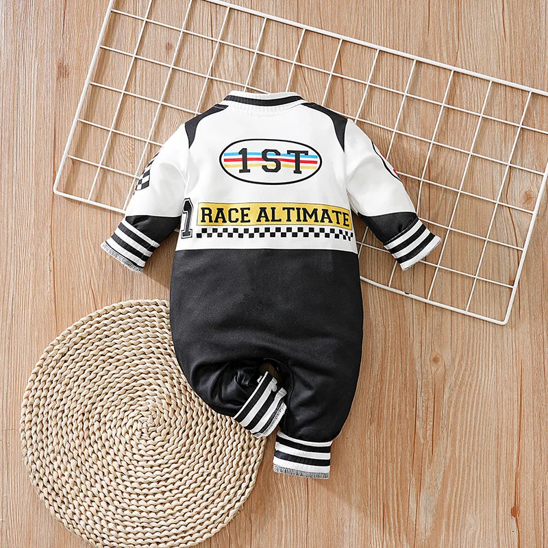 Newborn Clothes Outdoor Racing Clothes Comfortable And Soft For Boys And Girls Spring And Autumn Long Sleeved Baby Jumpsuit