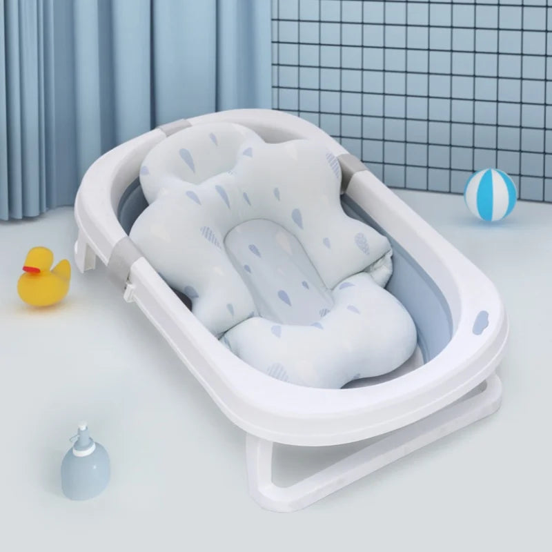Newborn Bathtub Pad Ajustable Baby Bath Support Seat Mat Shower Cushion Foldable Baby Bath Seat Floating Security Water Pad