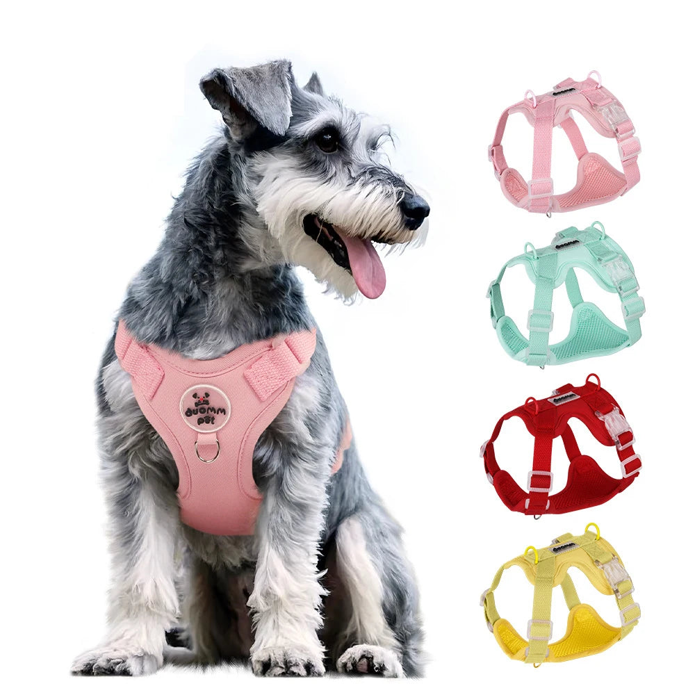 Pastel Dog Harness Leash Set- Soft Macaron Color No-Pull Vest for Small Medium Dogs - Cute Adjustable Pet Leash Set
