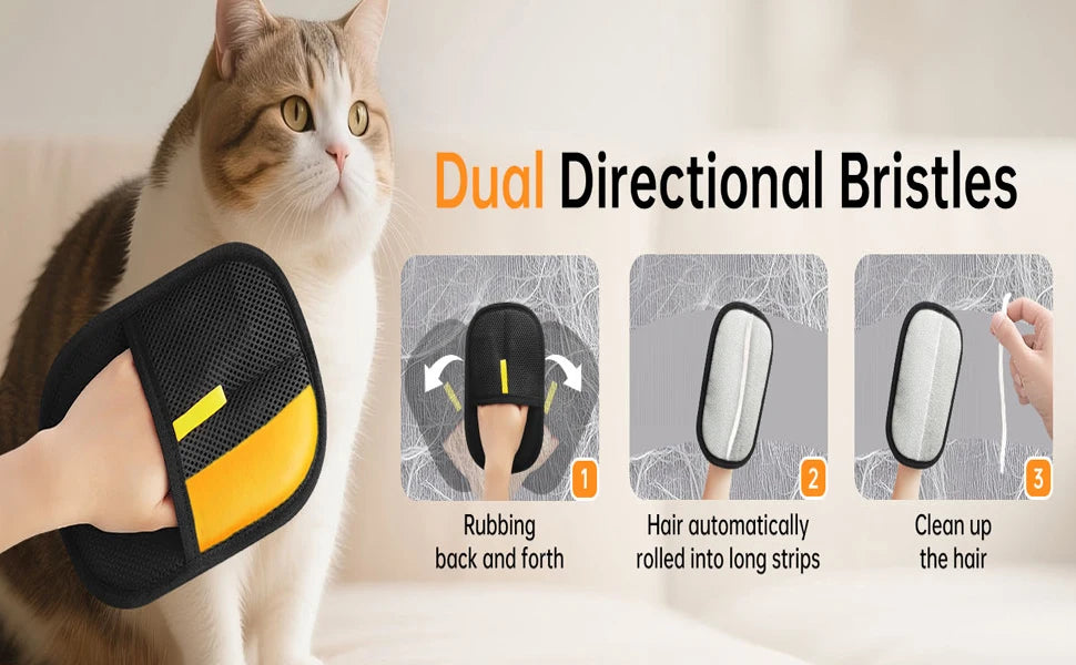 Reusable Cat Grooming 3pcs Gloves Electrostatic Pet Hair Removal Mitts Cat Hair Remover Brush Sticking Device Home Hair Scraper