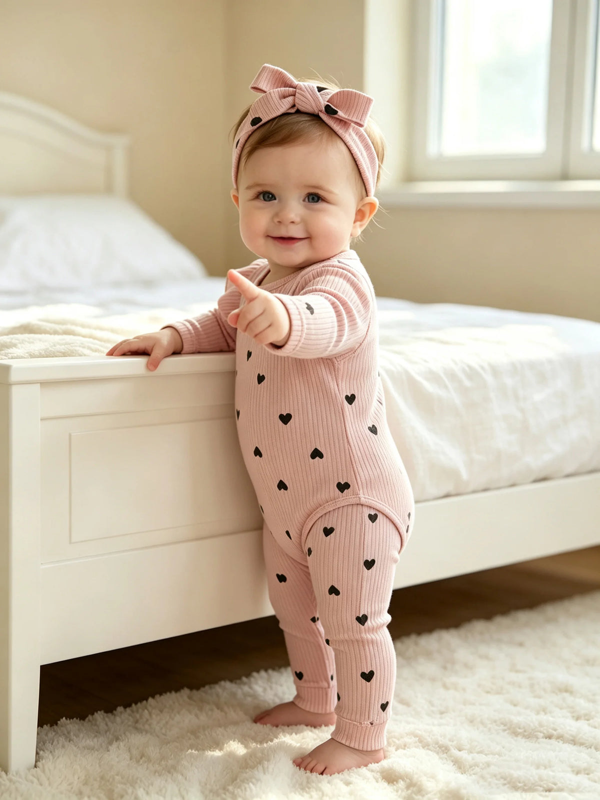 3Pcs Baby Girl Outfit Set Newborn Toddler Kids Clothing Set Baby Girls Lace Ruffles Cotton Bodysuit +Pants+Headband Clothing