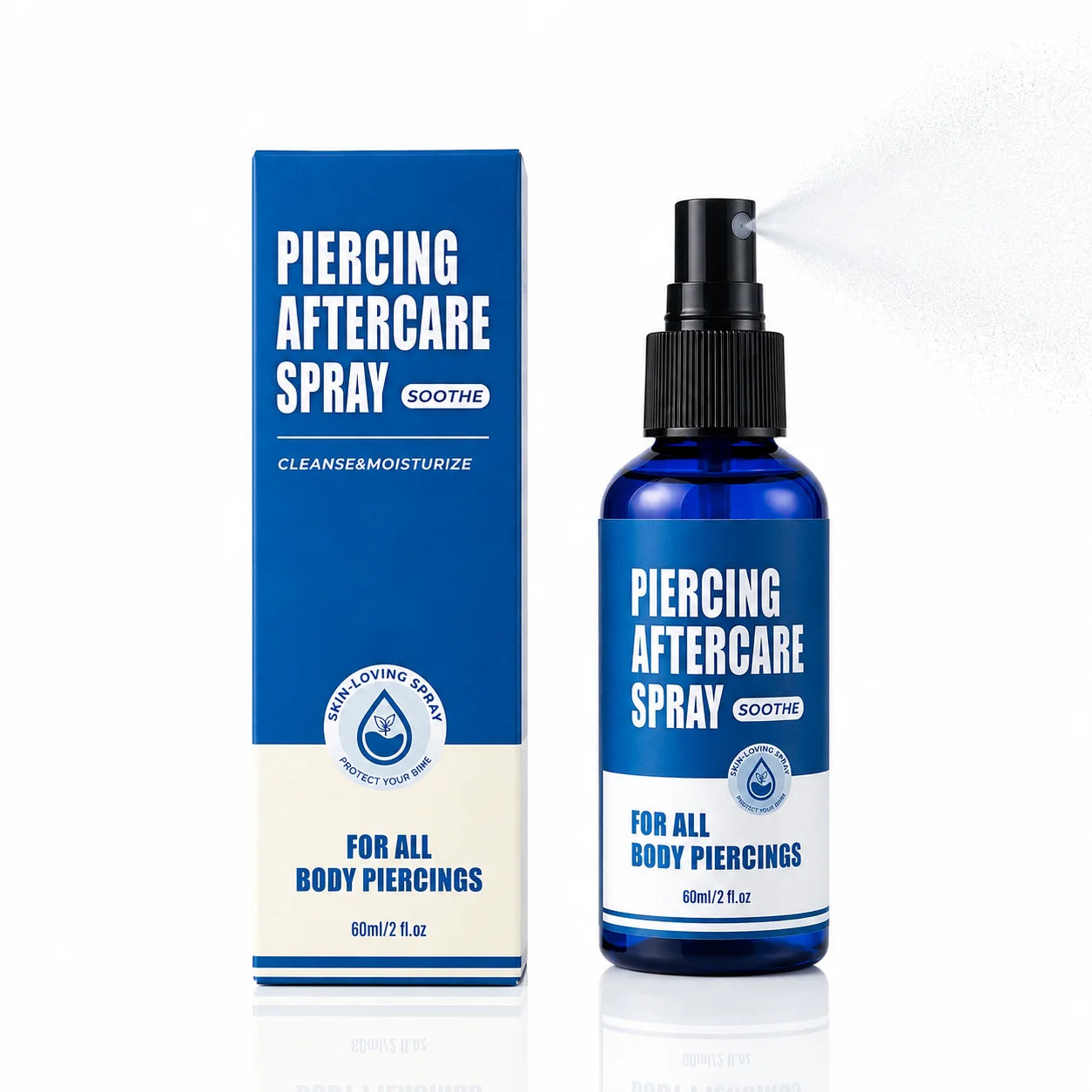 Piercing Aftercare Spray 60ML Saline Fine Mist Ear Nose Septum Belly Button Cartilage Piercing Cleaner Spray Care Supplies Kits