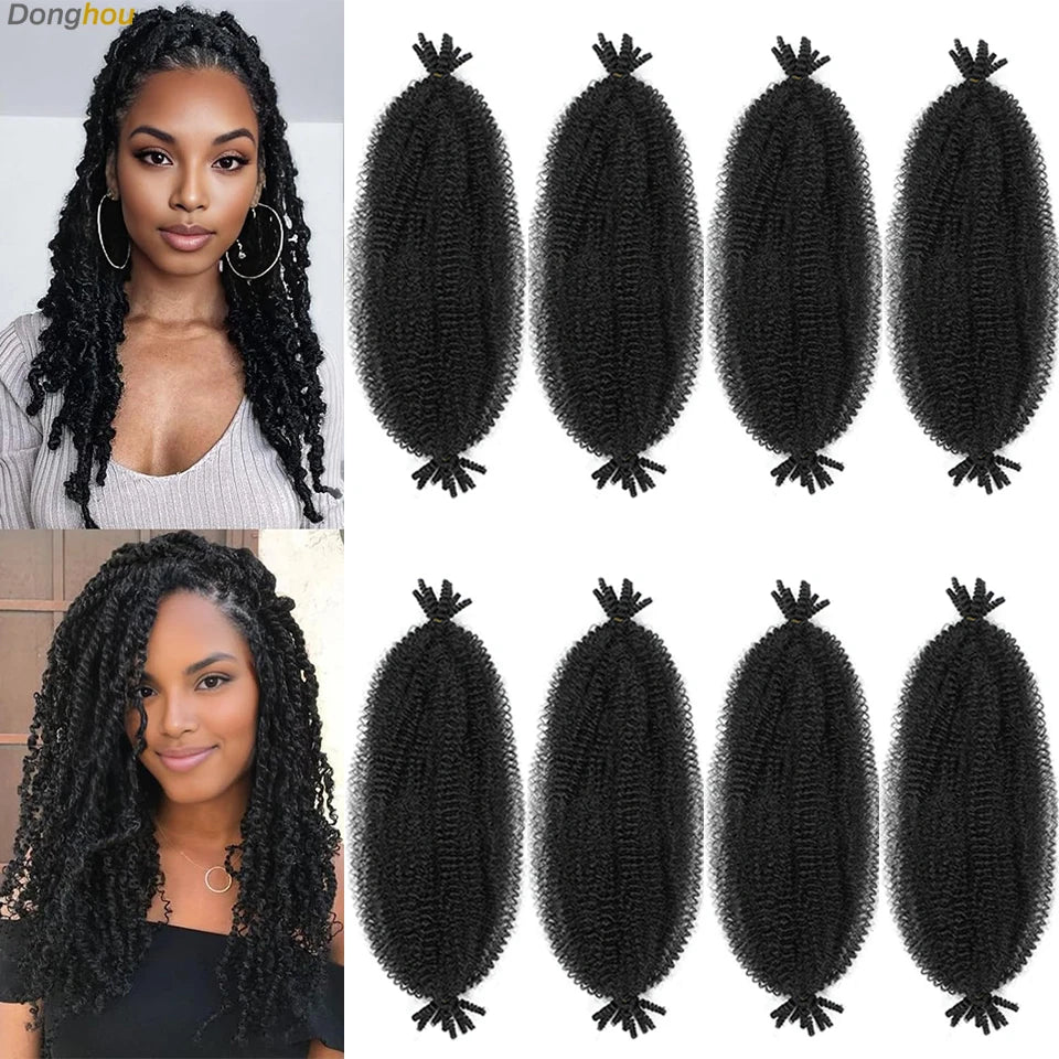 Donghou Ombre Blonde Ginger Afro Twist Hair 350 1B 30 27 613 Bug Colors Springy Twist Braiding Hair for Soft Locs Marley Braids