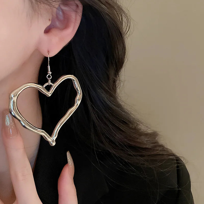 Metal Irregular Heart Jewelry Sets for Women Exaggerated Necklace Earrings Two-piece Set of Light Luxury High-grade Accessories
