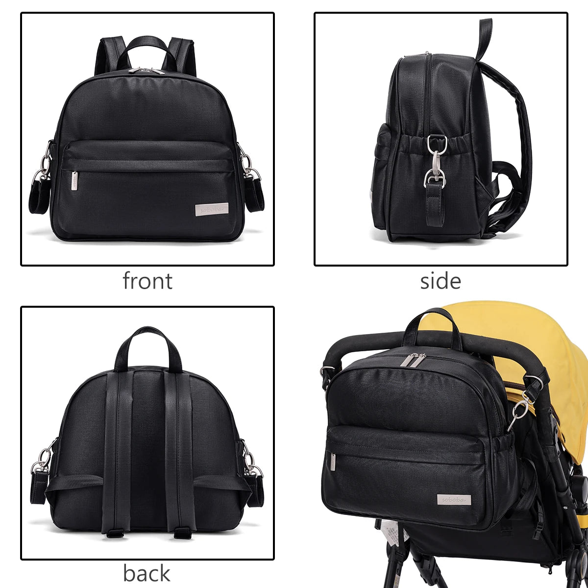 Soboba Stylish Diaper Backpack for Women Solid Fashion Waterproof Large Capacity Multi-funcional Nappy Changing Bag with 2 Strap