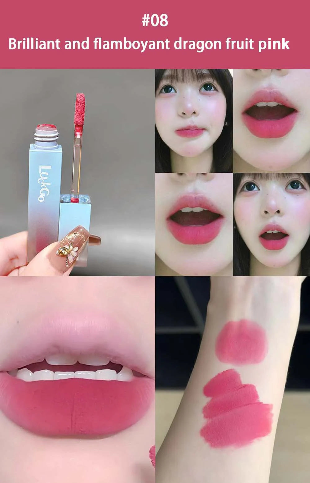 1Pc Nude Matte Lip Mud Waterproof Non-stick Pink Liquid Lipstick Long Lasting Highly Pigmented Lipgloss Tint Korean Cosmetics