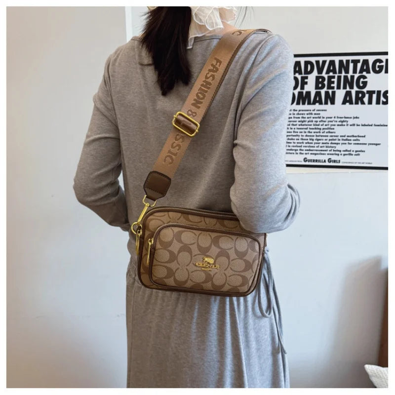 Luxury Women Vintage Pattern Camera Bag Wide Adjustable Strap Crossbody Handbag Multi Pockets Fashion Daily Small Shoulder Messe