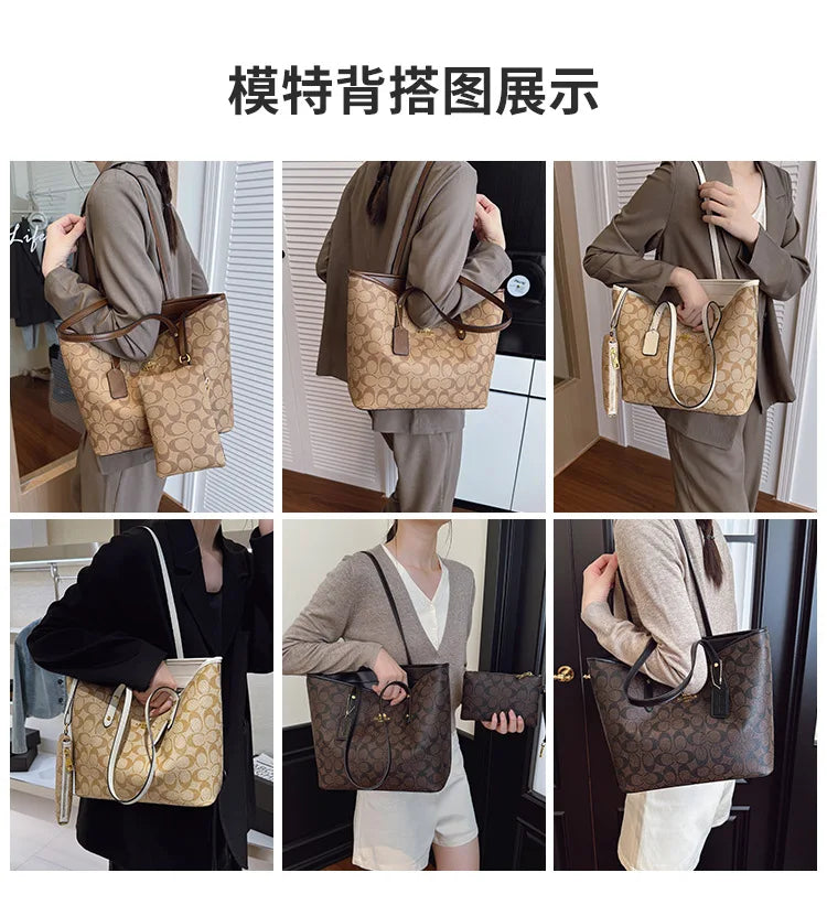 Luxury Designer Women'S One Shoulder Handbag Printed Vintage Paris Fashion Tote Bags Large -Capacity Portable Bag Cluch Bag Purs