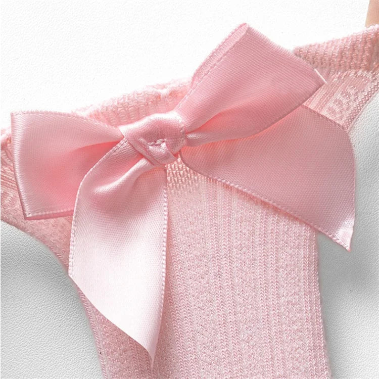 3Pairs/set Baby Girls Big Bow Knee High Socks Spring Autumn Children Non-slip Floor Sock Infant Toddler Princess Stockings 0-3Y
