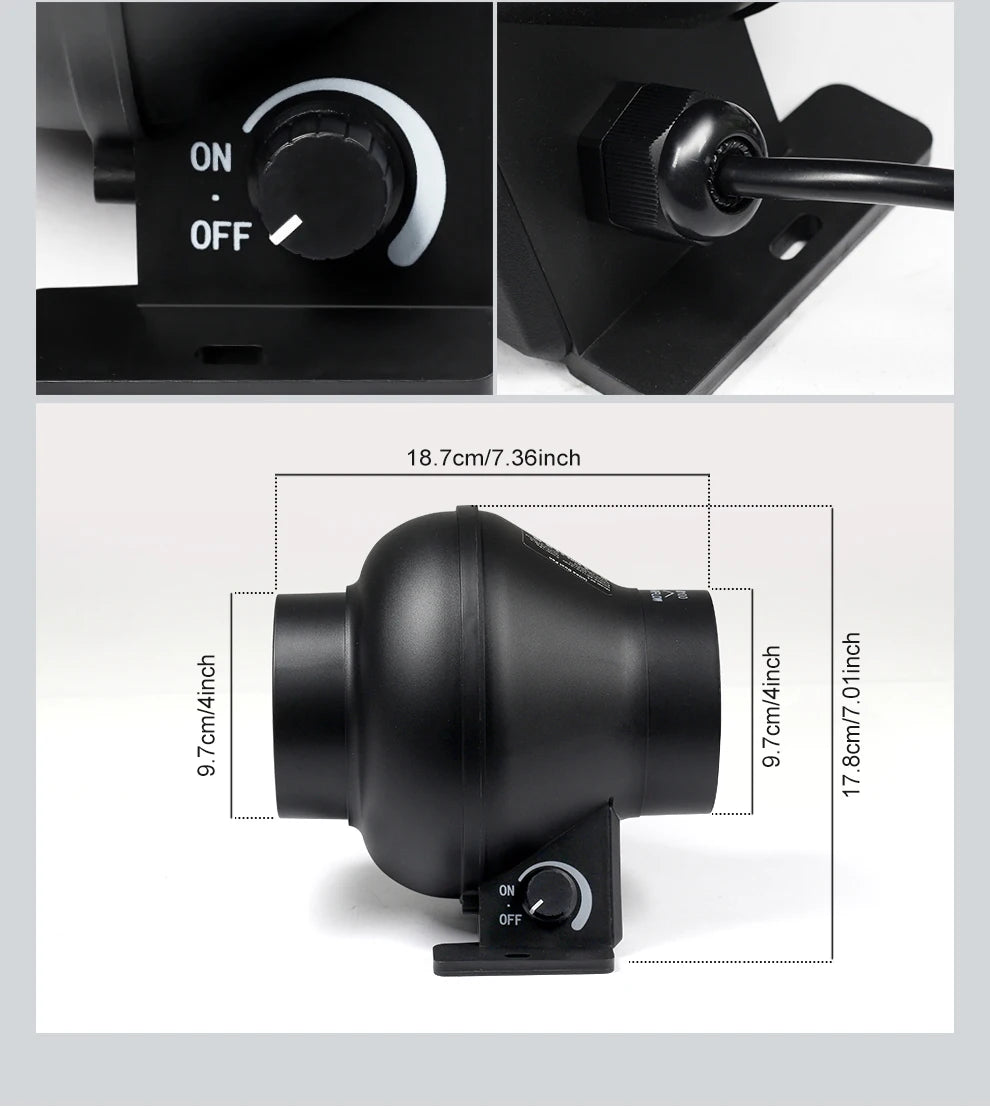 4'' EC Duct Ventilation Fan, Duct Mount Fan with Adjustable Speed Controller, Cooling Fan For Greenhouse Grow Tent Ventilation