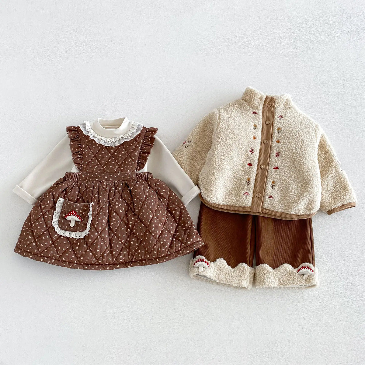2026 New Winter Girls Embroidered Mushroom Fleece Jacket | Thick Warm Coat | Cute Outwear