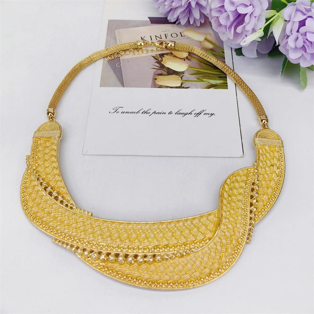 Dubai Jewelry Set Minimalistiese Quality Women Necklace Earrings Bracelet And Ring Luxury Design Weding Party Gift