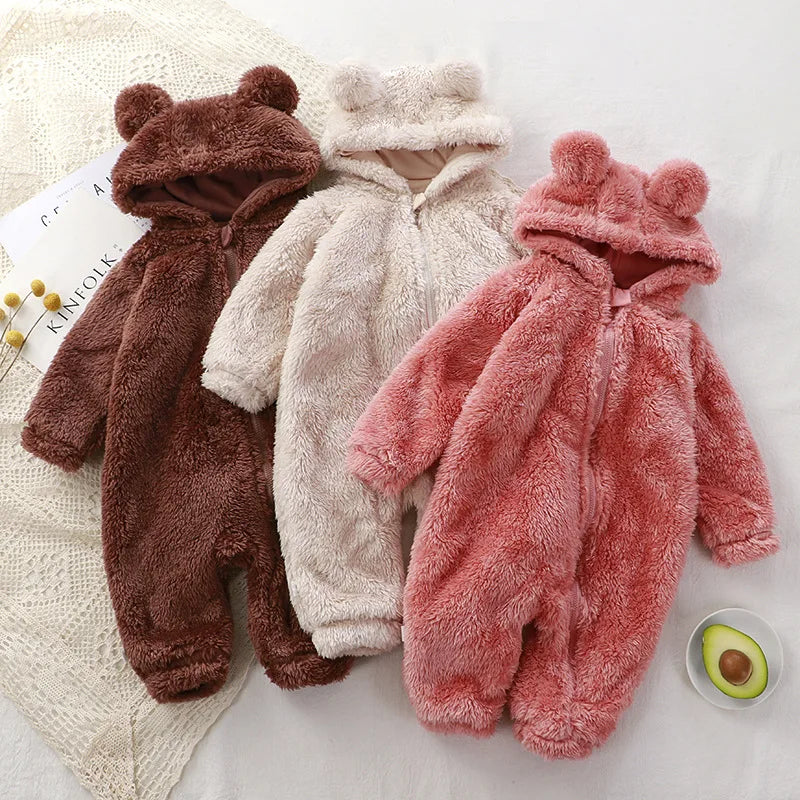 Winter Baby Fleece Onesie - Warm Fuzzy Footed Pajamas for Newborn Toddler Unisex